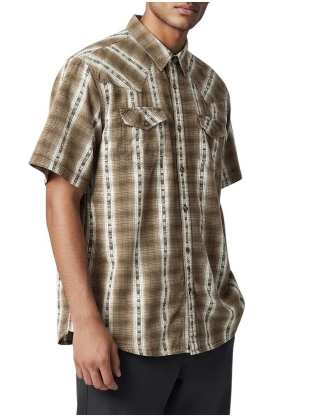 Cody James Men's Western Shirt Short Sleeve Plaid L